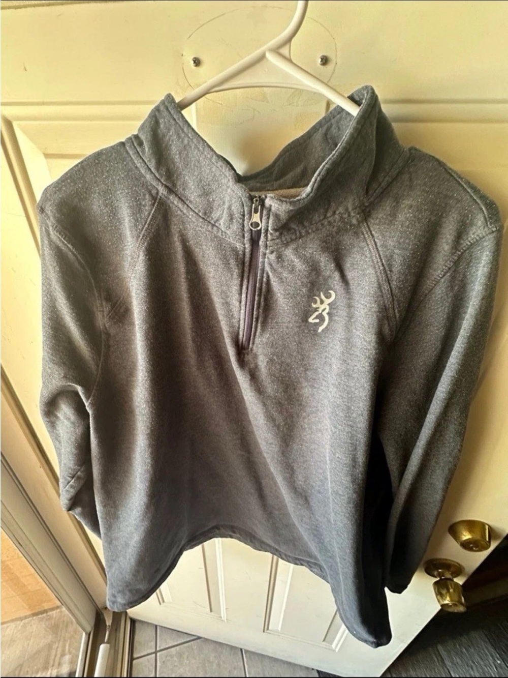 Browning Sweater Adult Xl Blue 1/4 Zip Casual Fleece Sweatshirt Free Shipping